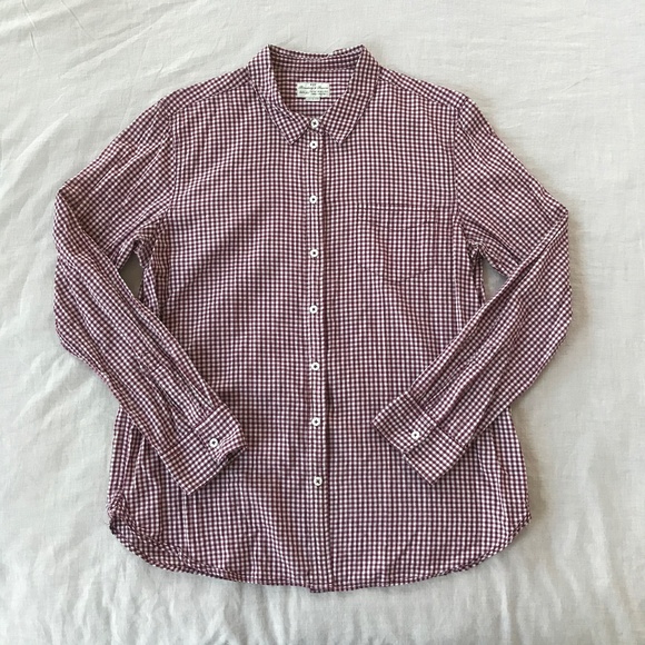 Bergundy & Creme Baby Gingham Button-Down - M - Picture 1 of 5